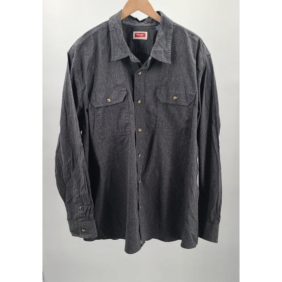 Wrangler men's long sleeve button up regular fit shirt dark Grey Size 2x Country - Picture 1 of 9